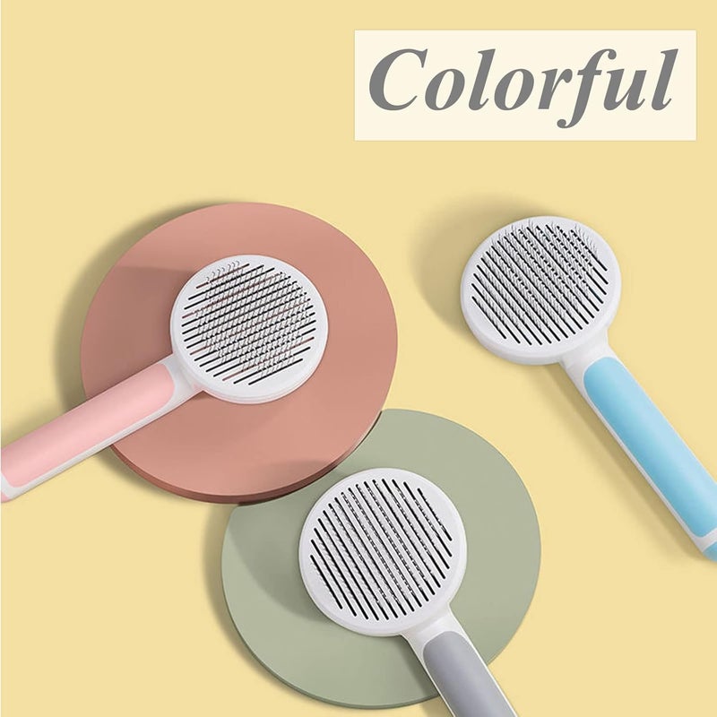 SimpleDot Self Cleaning Slicker Brush for Dogs and Cats, Pet Grooming Hair Brush, Removes Undercoat, Loose Hair, Mats, Tangles, and Dirt, Massages All Hair Types, Gray - Image 2